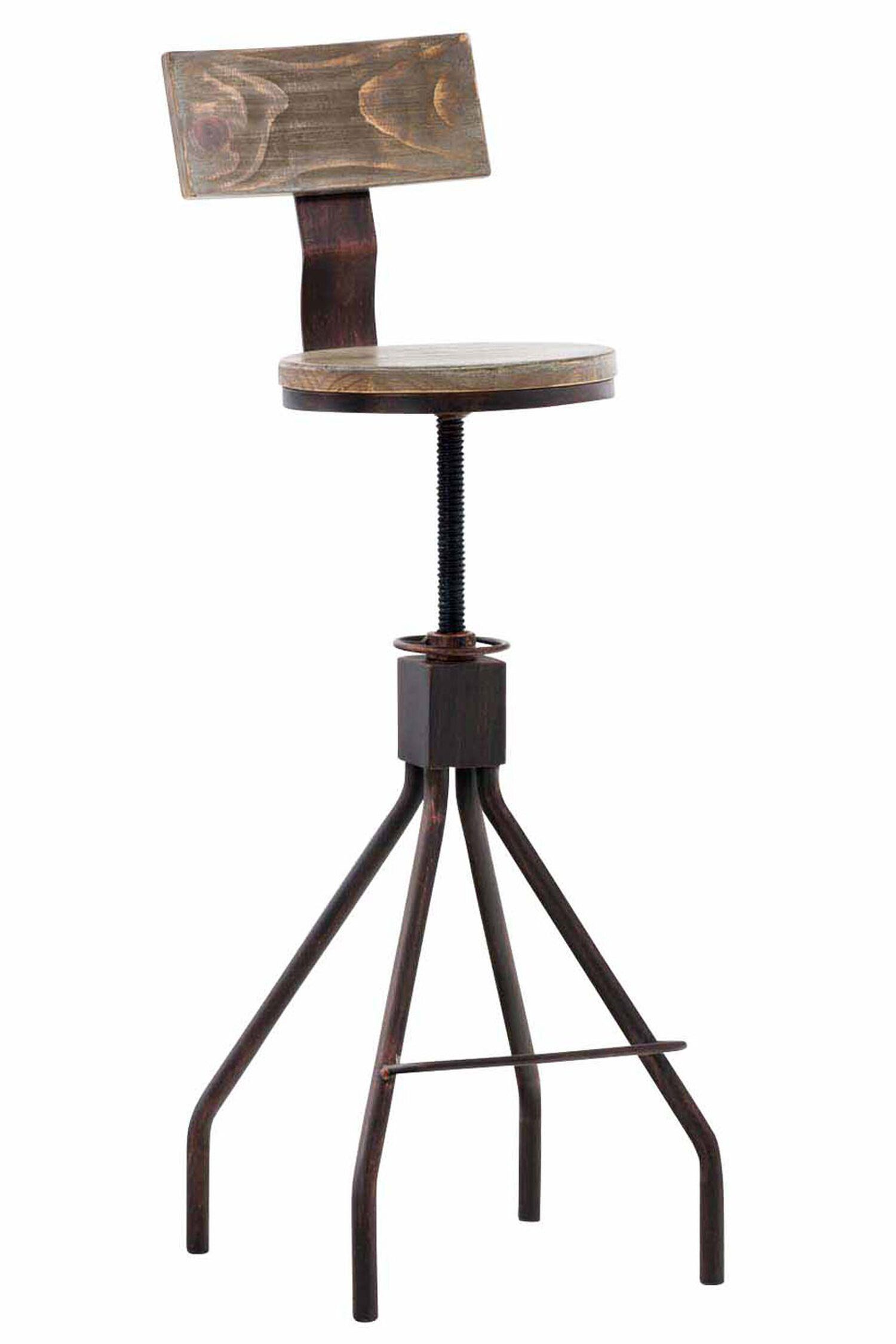 TPFLiving Barhocker Durani mit angenehmer Fußstütze (Barstuhl Hocker für Theke & Küche), 4-Fuß Gestell Metall Bronze - Sitzfläche: Holz