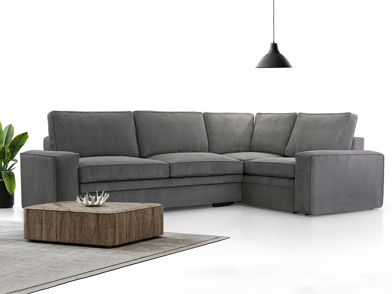 MKS MÖBEL Ecksofa ALTEA, zum Wohnzimmer mit Schlaffunktion und Bettkasten, L - Form Couch Graphit Lincoln