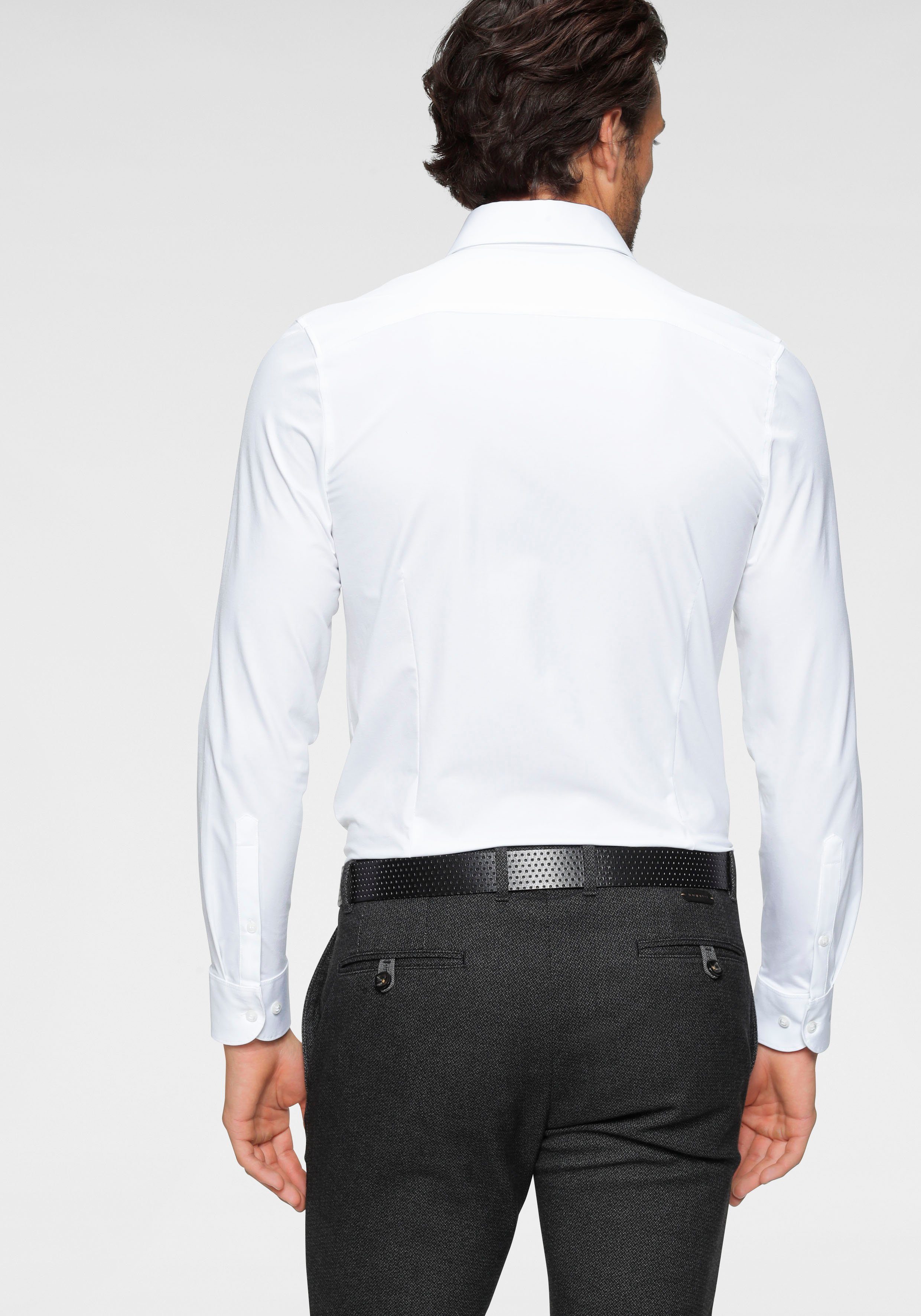 Five body Jersey Businesshemd in fit weiß OLYMP Level Qualität