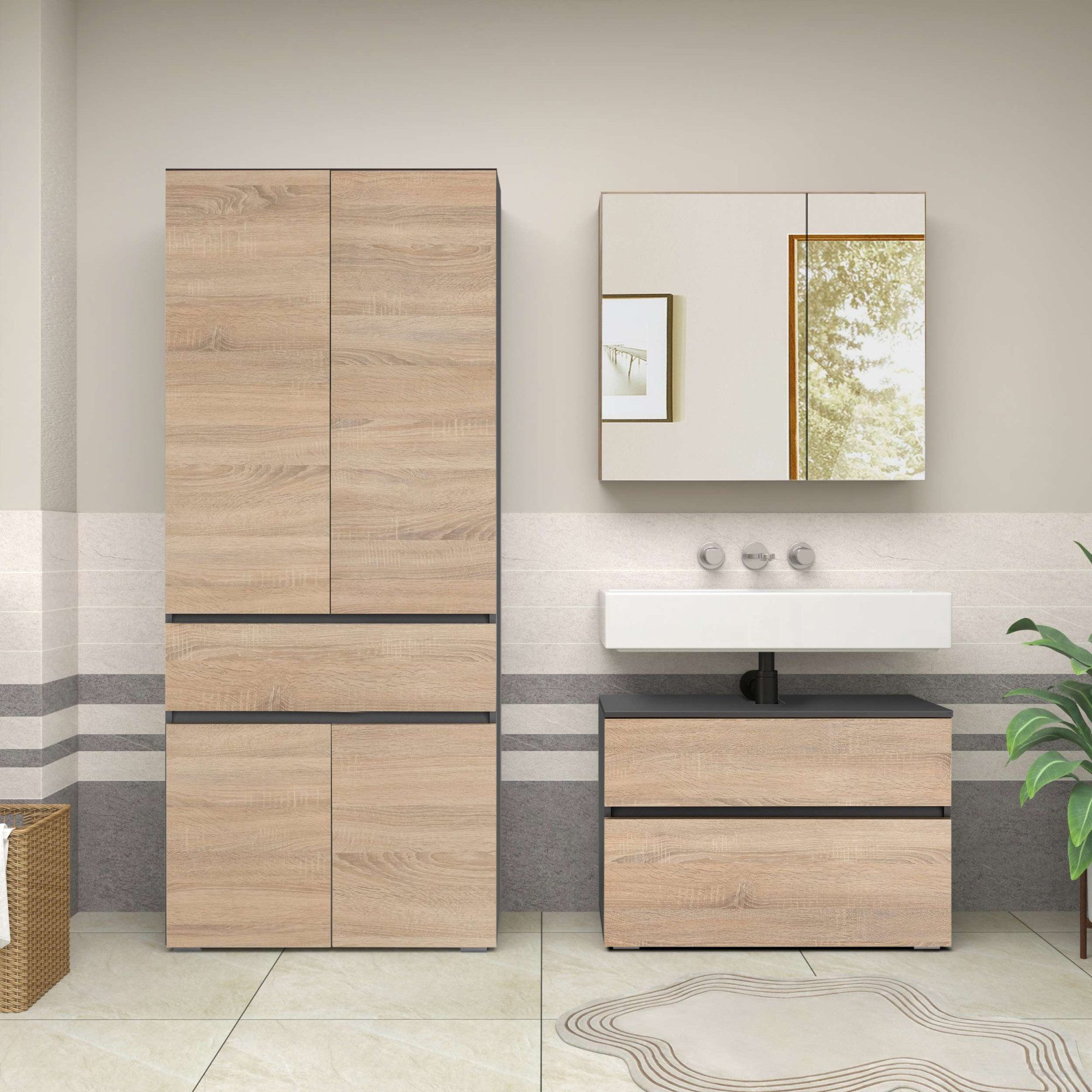 Home affaire Badmöbel-Set Wisla, (Set, 2-St), Spiegelschrank, WBU mit Sipho günstig online kaufen