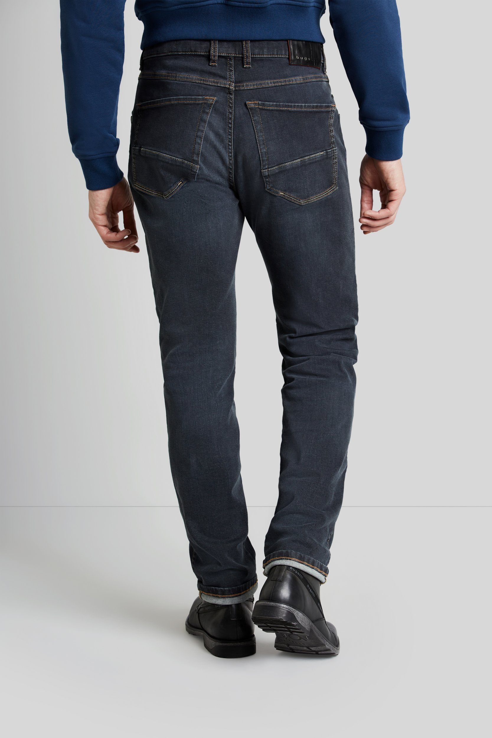 marine 5-Pocket-Jeans Flexcity hohem Denim Tragekomfort bugatti mit