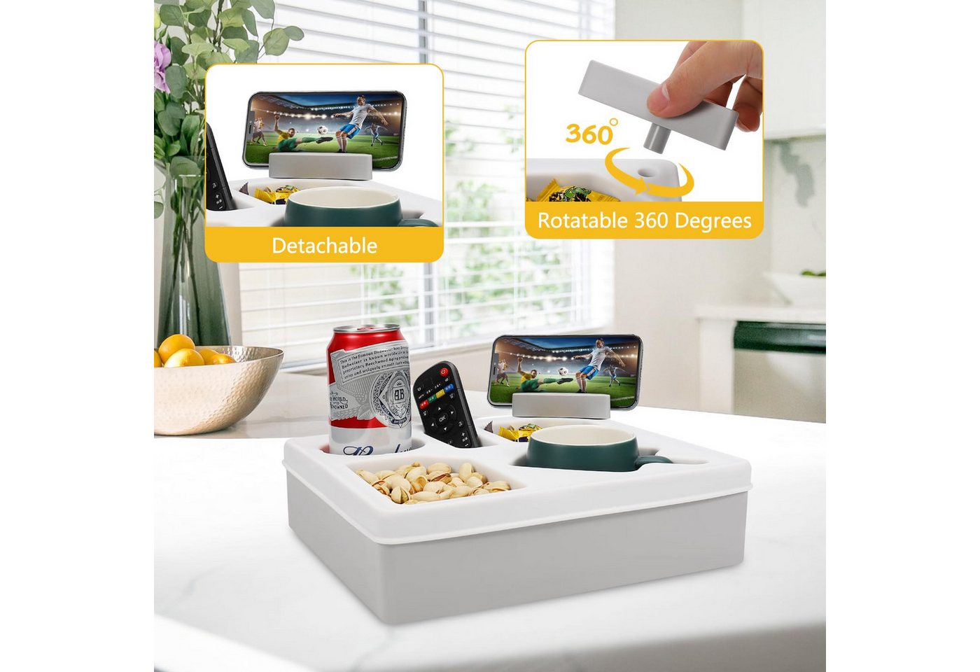 Thumbnail - ZEUOPQ Aufbewahrungsbox Aufbewahrungsbox aus Silikon Wasserdicht & staubdicht mit Handyhalter (Sofa-Getränkehalter aus S...