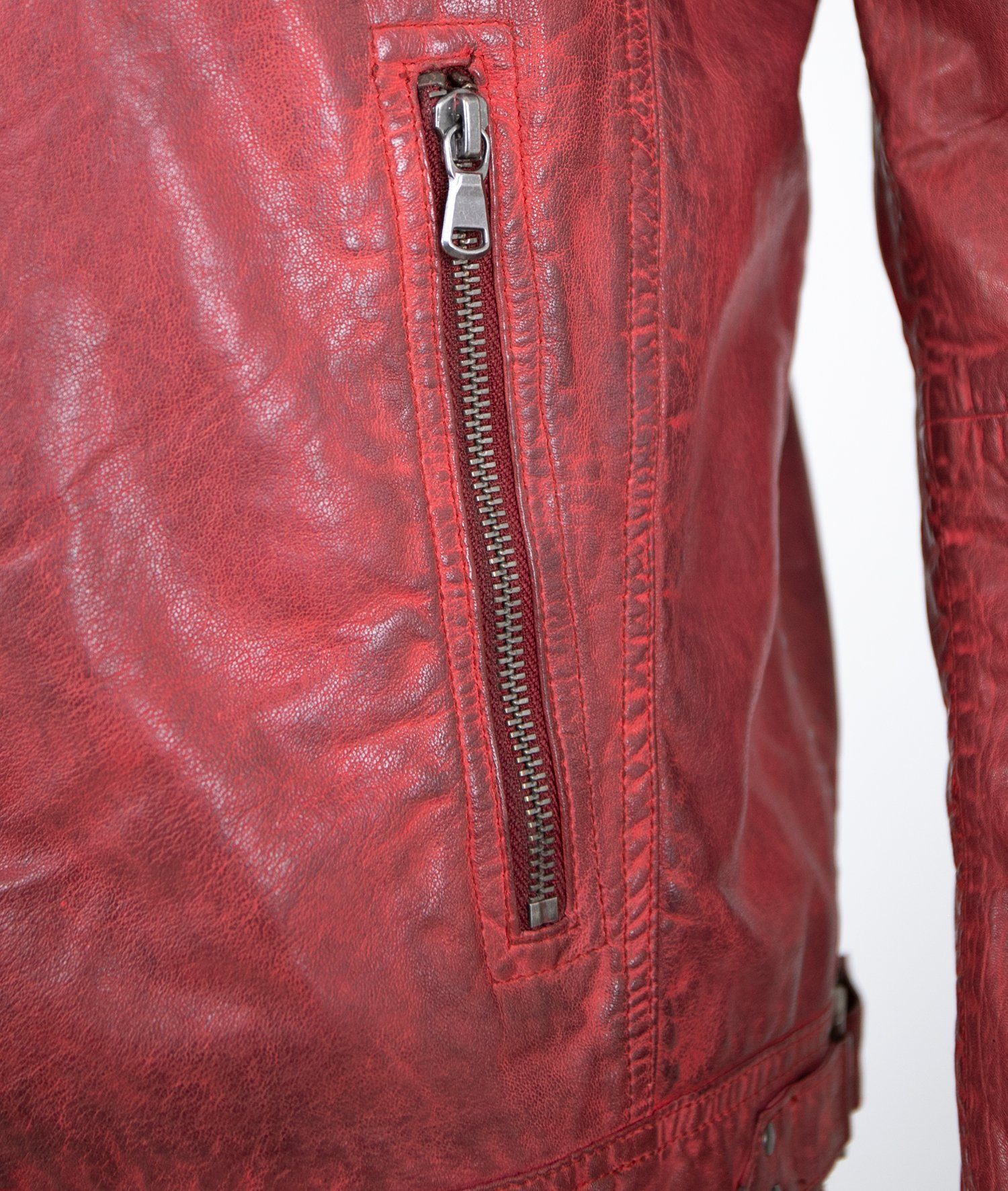 Maddox Lederjacke Alessio MADDOX - Herren Lederjacke Lammnappa dunkelrot