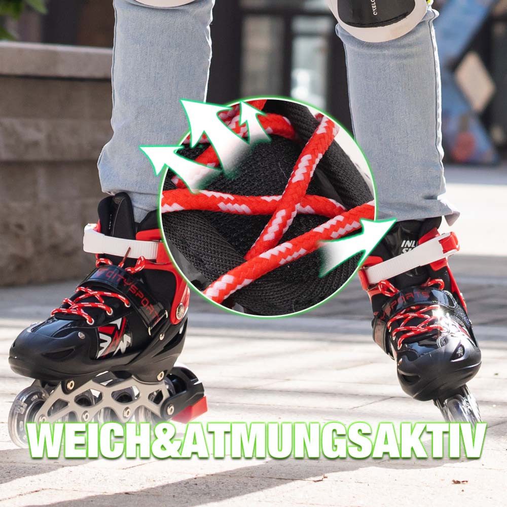 CITYSPORTS Rollschuhe Verstellbar Inliner Leucht Inlineskates für Mädchen/Jungen, mit Leuchtenden Rädern,Geschenke für Mädchen/Jungen