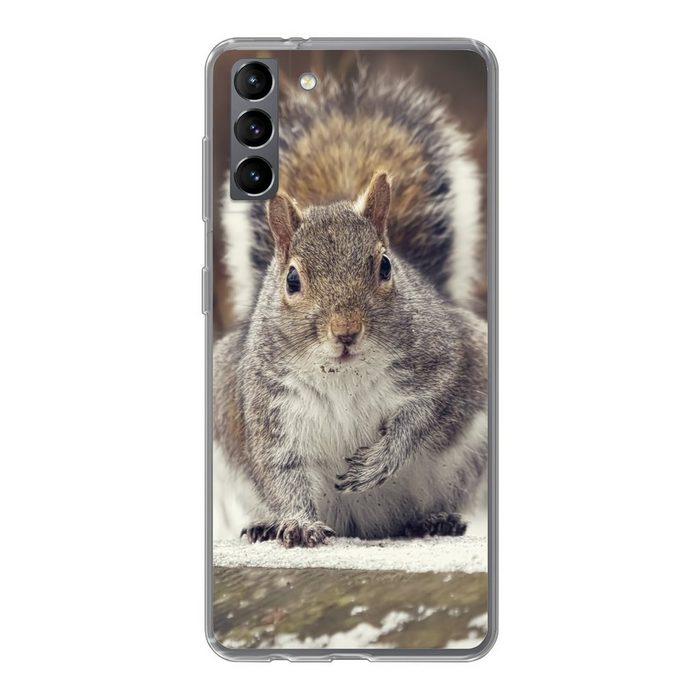 MuchoWow Handyhülle Eichhörnchen - Wildtier - Winter Phone Case Handyhülle Samsung Galaxy S21 Plus Silikon Schutzhülle
