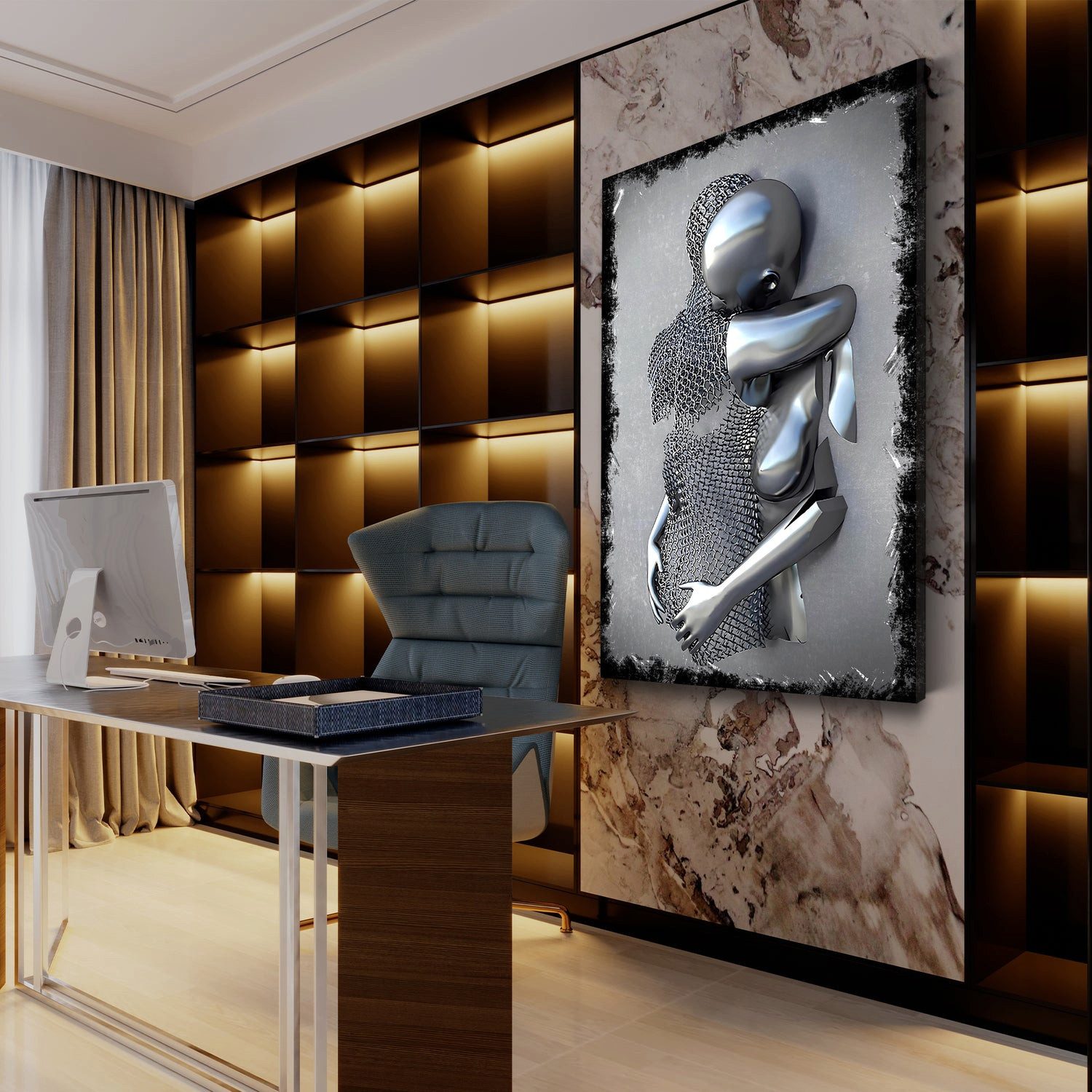 Artedinoi Leinwandbild Metallfigur Two Lovers Abstrakt Leinwandbild Wandbil günstig online kaufen