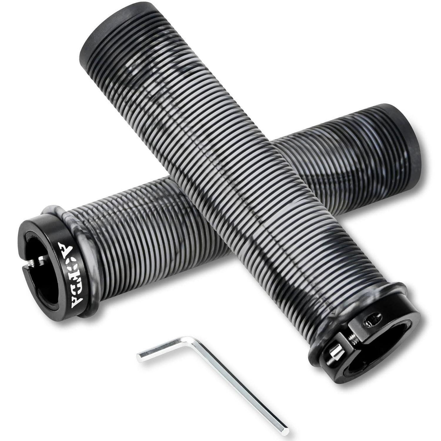 LuxusKollektion Fahrradlenkergriff Lenkergriffe Scootergriffe 22mm Gummi Aluminiumlock MTB Grau