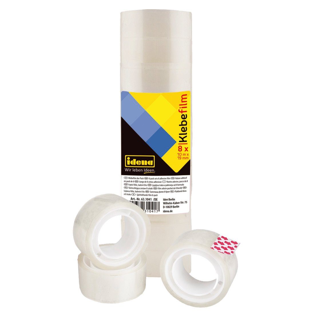 Klebeband Idena 631041 - Klebefilm 8 Stück, 19 mm x 10 m, transparent