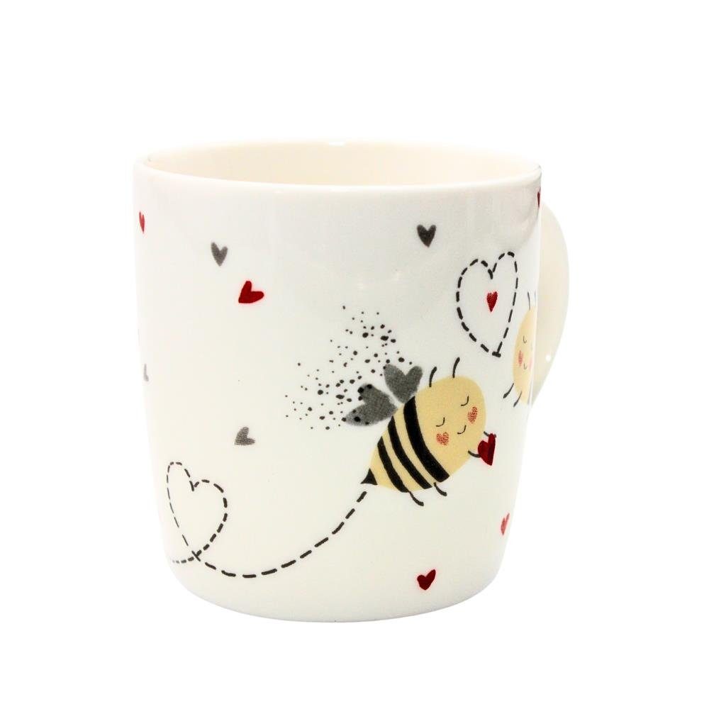 Tasse H/Ø: Kaffeebecher Größe Porzellan, Porzellan / Motive, verschiedene Dekohelden24 9, Tasse gelb aus
