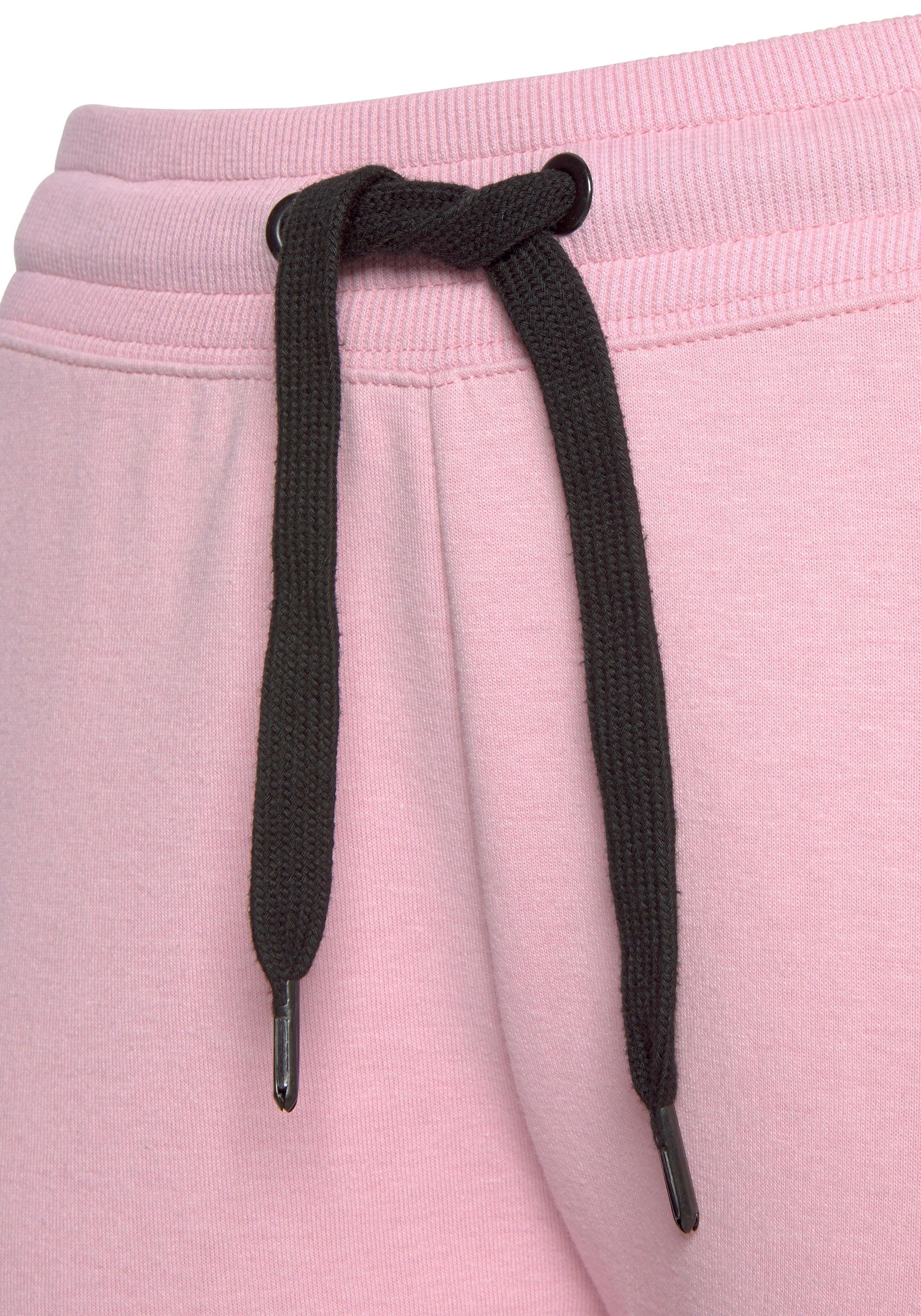 Loungewear Loungeanzug Seitenstreifen Bein, Bench. mit geradem und Loungehose rosa-schwarz