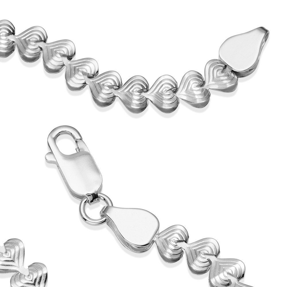 Materia Silberarmband Damen Herzarmband Liebe 5mm 17-21cm SA-73, 925 Sterling Silber