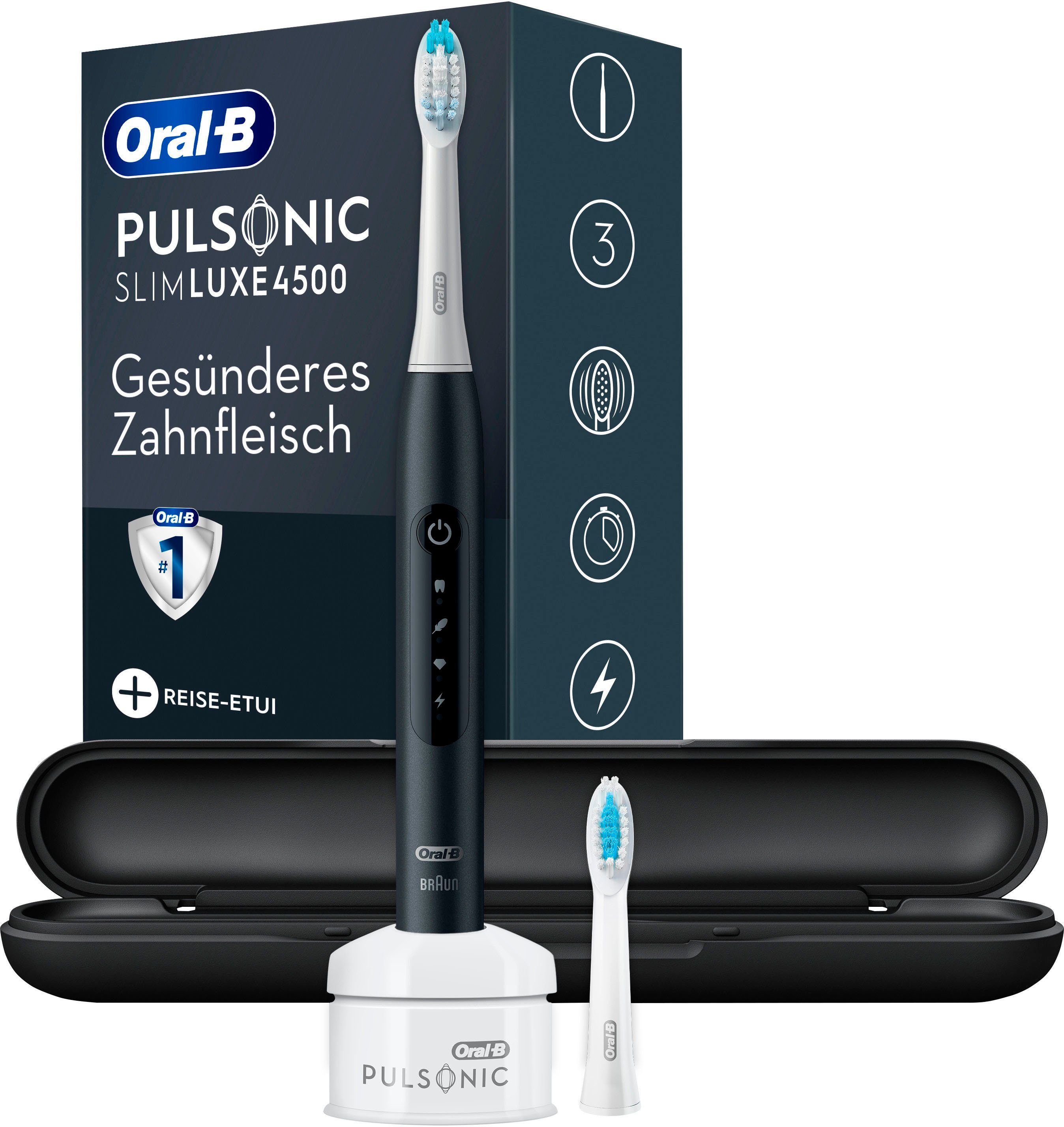 Oral B Schallzahnbürste Pulsonic Slim Luxe 4500, Aufsteckbürsten 2 St