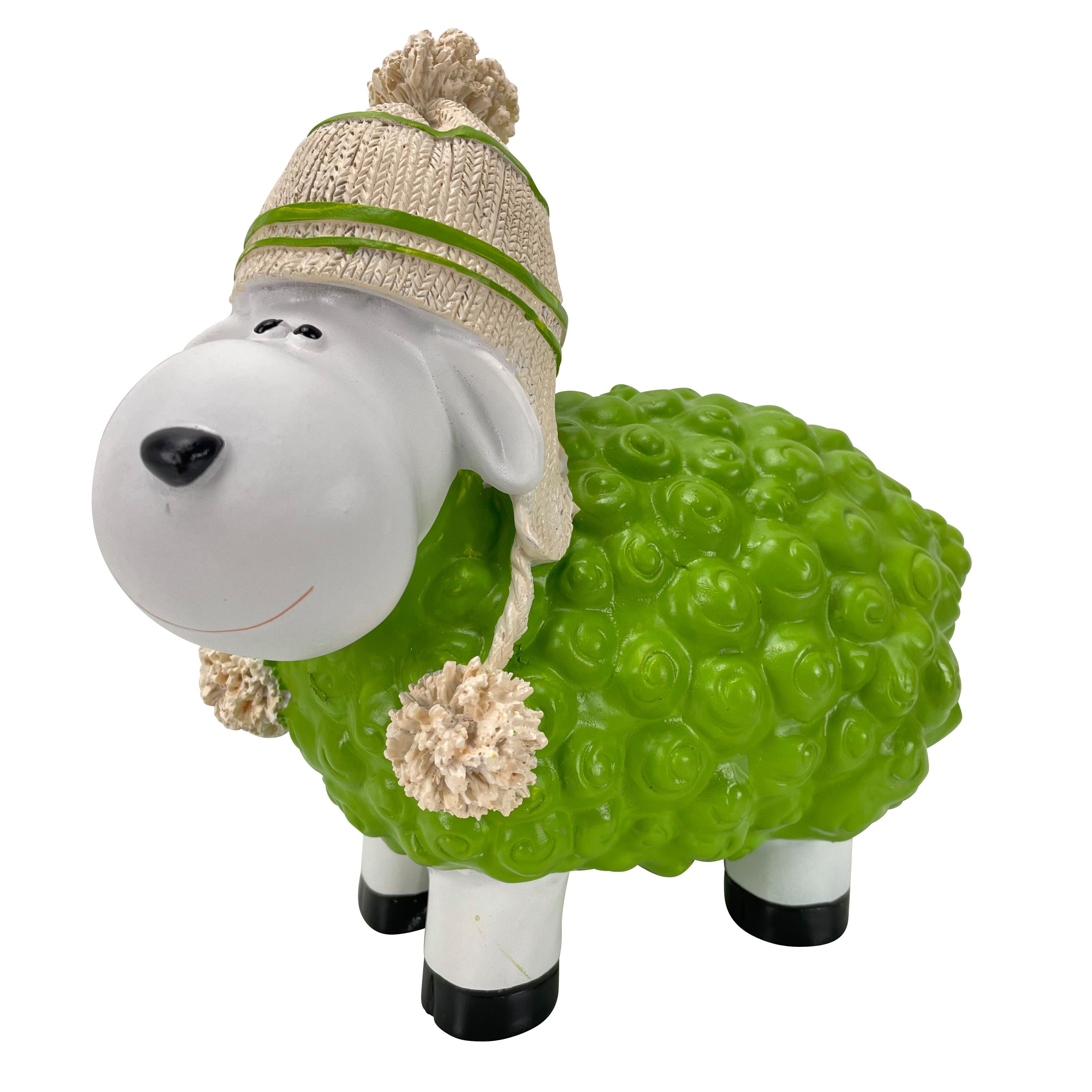 Online-Fuchs Gartenfigur Schaf mit Bommelmütze GRÜN WEIß Tiere groß klein  Deko Tierfiguren, für Garten, Terrasse, Balkon aber auch Innenbereich
