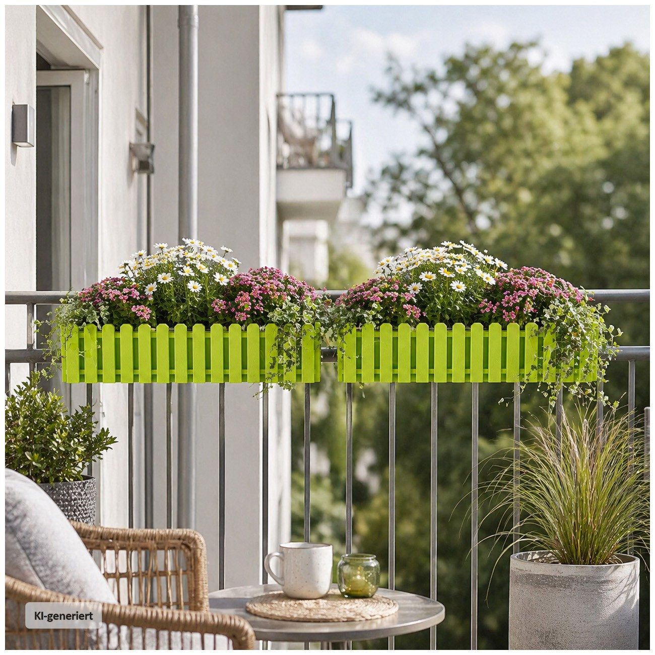 HTI-Living Blumenkasten Pflanzkasten mit Wasserspeicher Nessa (Stück, 1 St., 1 Blumenkasten), Blumenkasten mit Wasserstandsanzeige