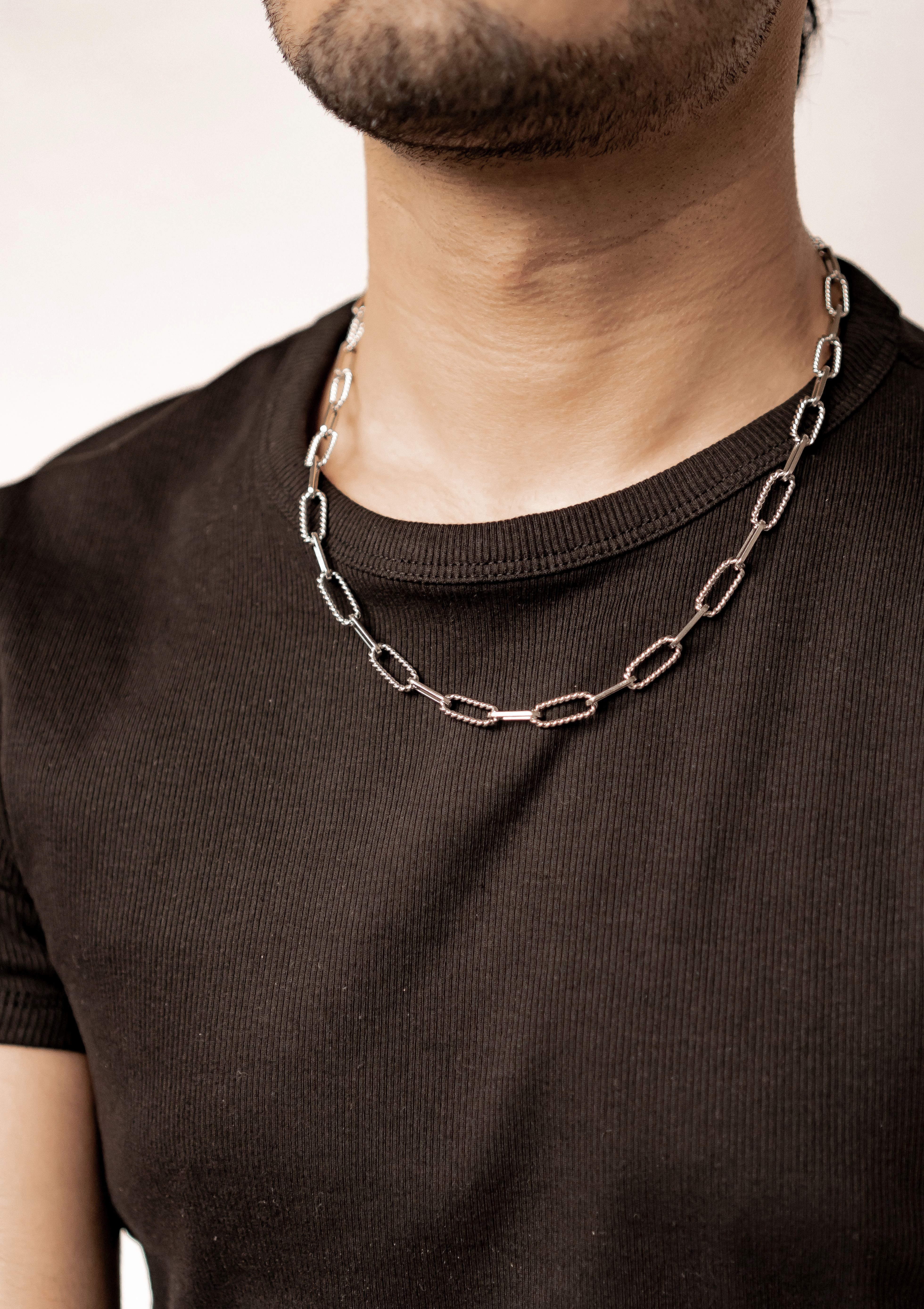 Hey Happiness Gliederkette Twisted Ovale Glieder, Trendy Herrenkette, Gedrehte Unisex Kette Paperclip, wasserfest