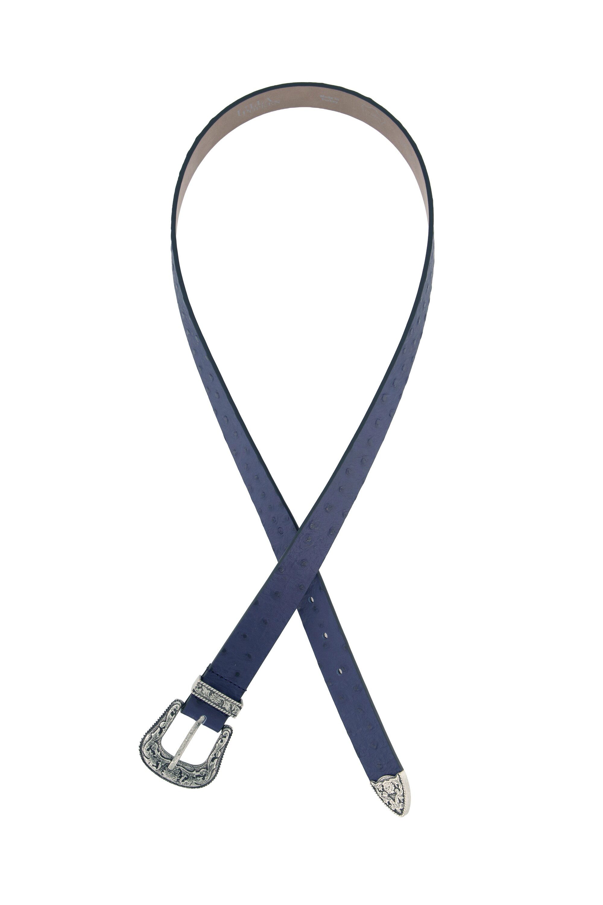 Ulla Popken Hüftgürtel Ledergürtel Prägung Western-Stil Metallspitze