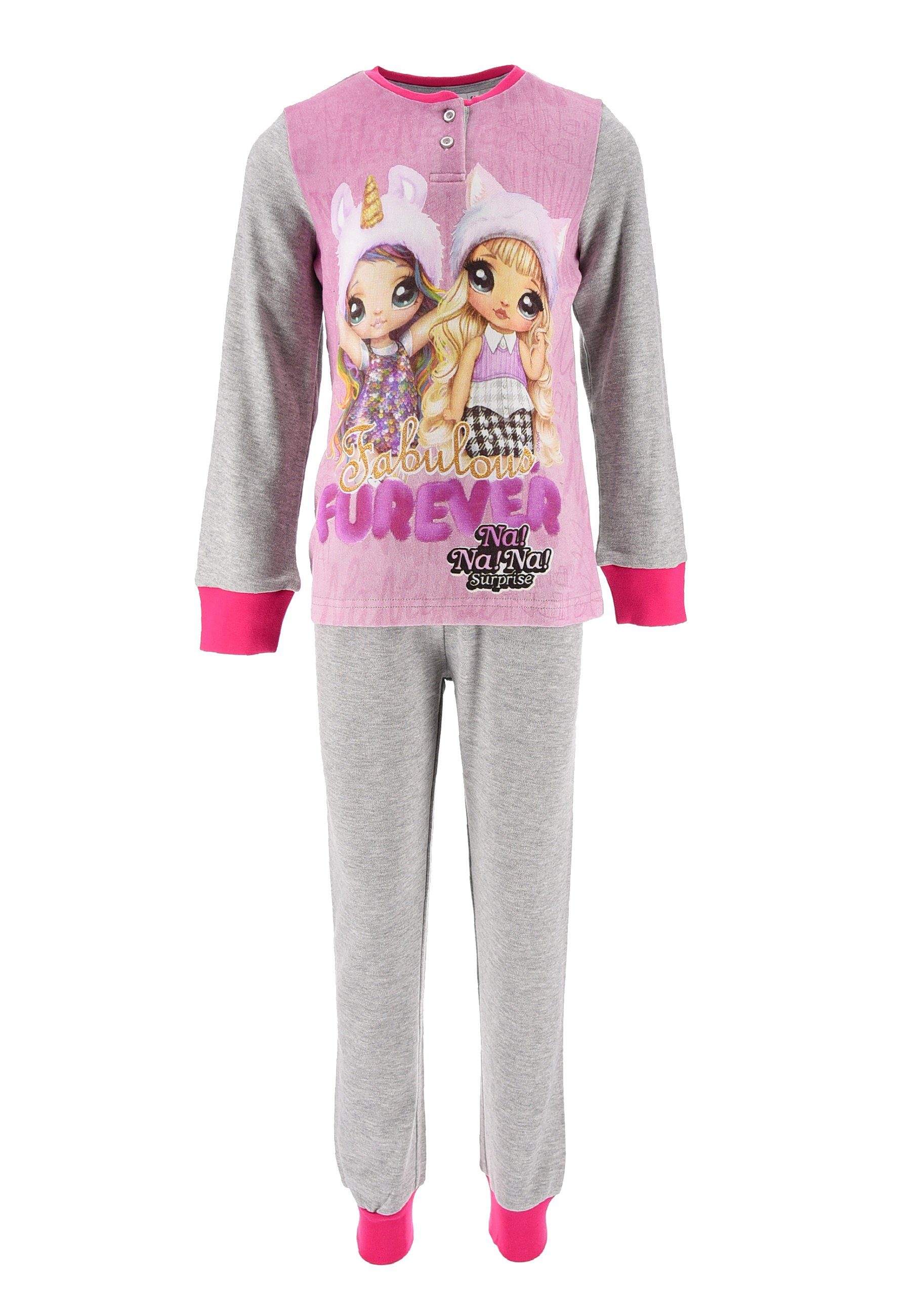 Na! Na! Na! Surprise Schlafanzug Kinder Mädchen Schlafanzug Kinder Pyjama Langarm Shirt + Schlaf-Hose (2 tlg) Grau