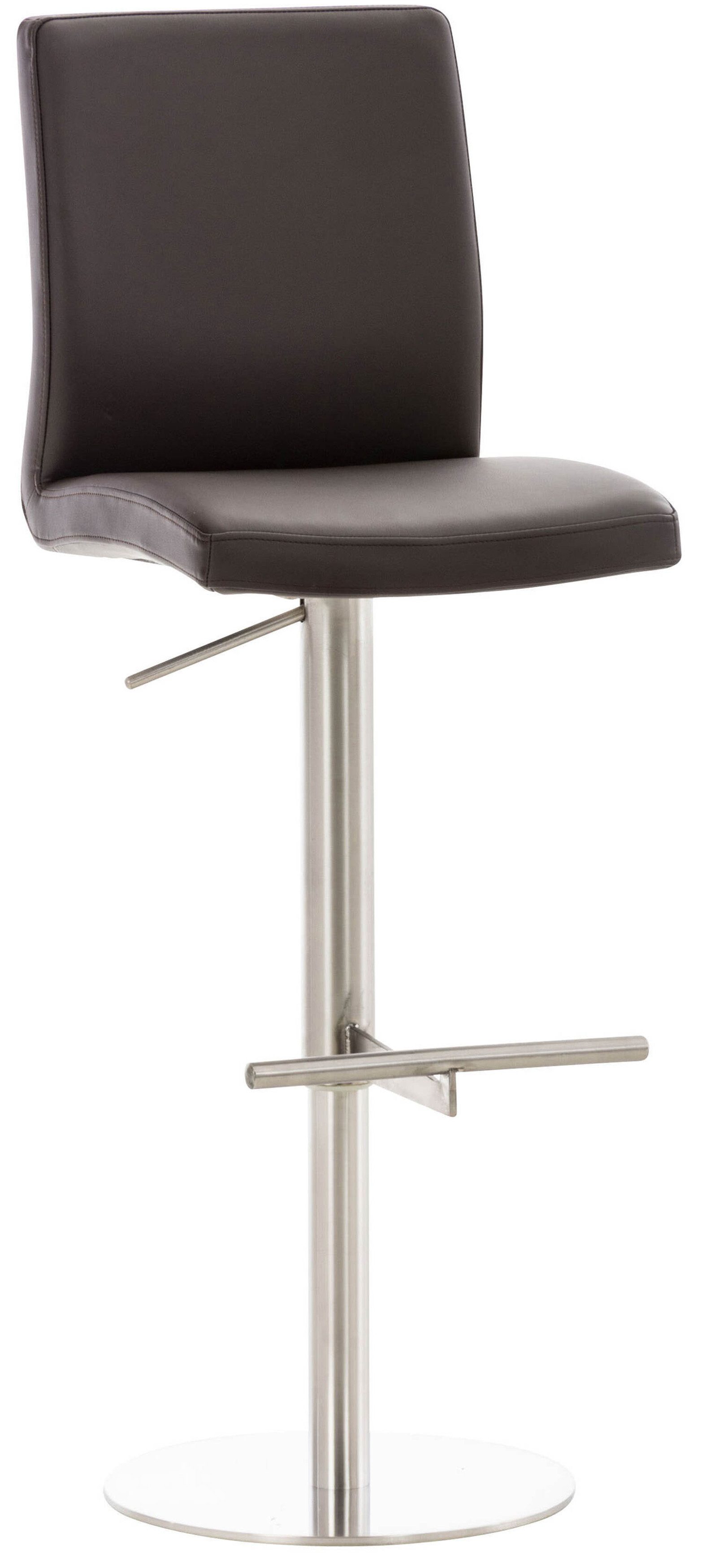 TPFLiving Barhocker höhenverstellbar (Barstuhl - Hocker für Küche - Thekenhocker drehbar - Tresenhocker), Gestell Metall chrom - Sitzfläche: Kunstleder Braun