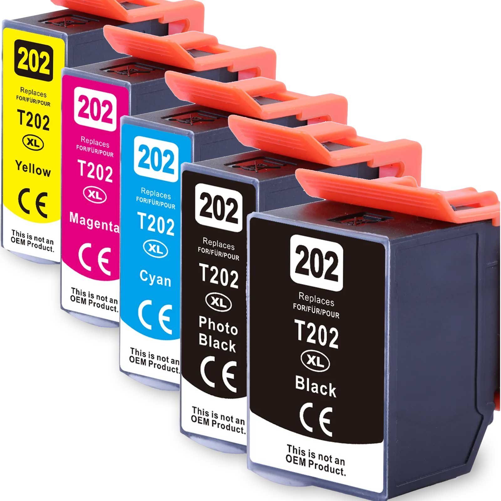 D&C C13T02G74010 Epson Kiwi, 5-Farben 202XL, Kompatibel T02G7, Tintenpatrone Multipack