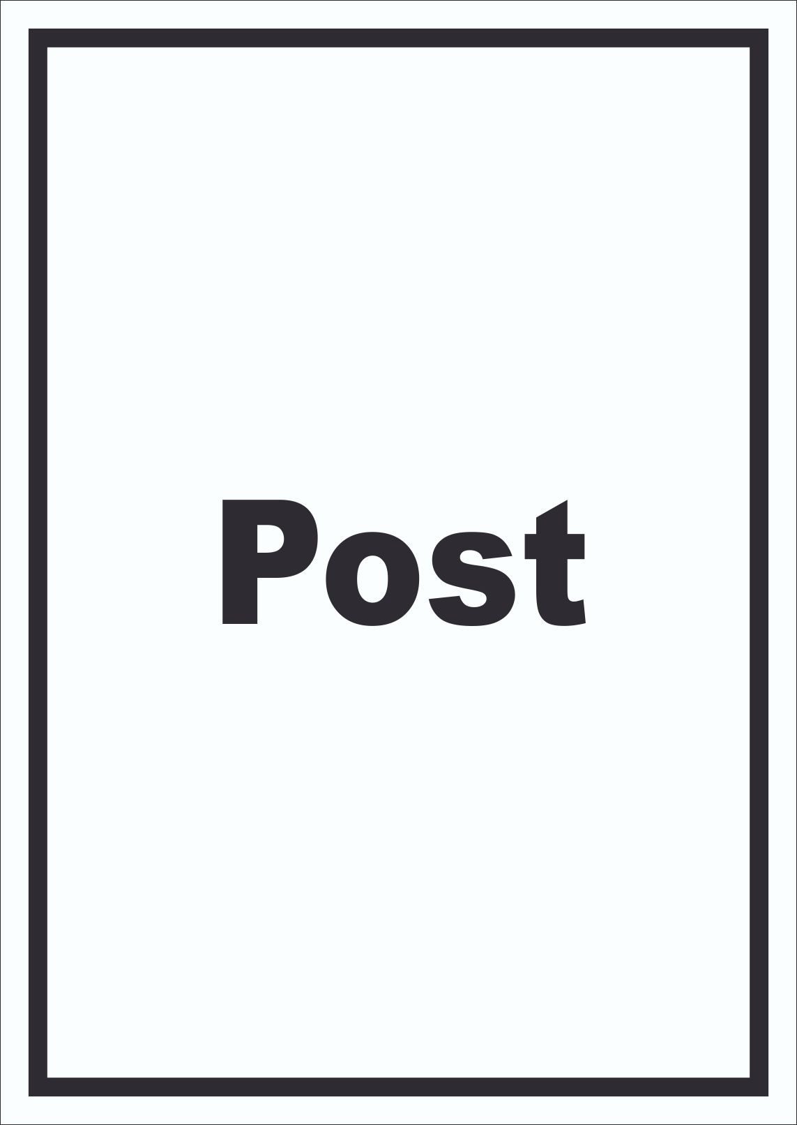 HB-Druck Hinweisschild Post Schild mit Text Annahme Brief Paket hochkant, wetterfest, stabil, UV-beständig, kratzfest