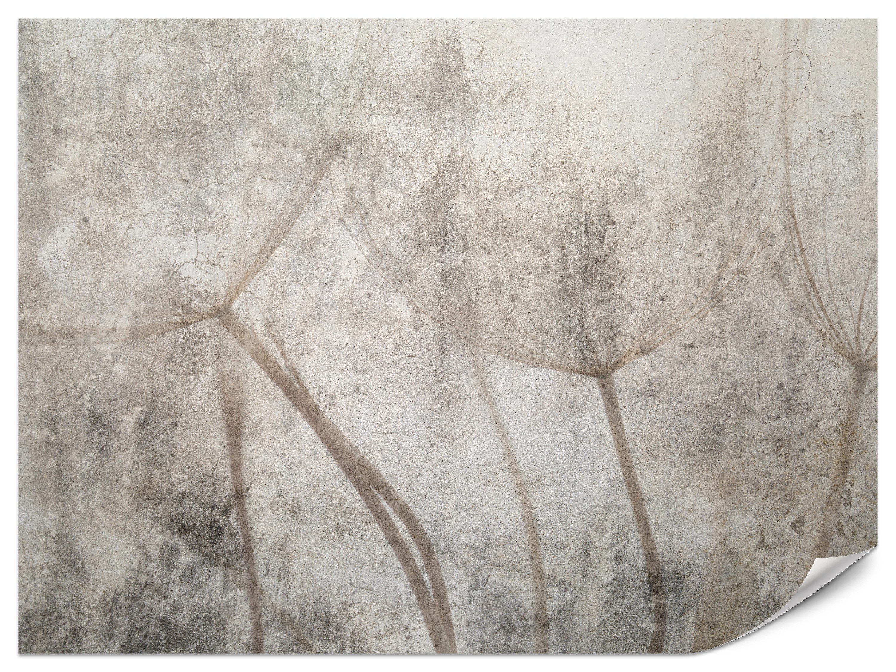Muralo Fototapete Vliestapete - Zarte Pflanzen, Gräser, Beiger Hintergrund, Glatt, Grafisch, (Packung, 1 St., 100x70 cm), Kleber im Set, 3D-Optik, Ins Wohnzimmer, Schlafzimmer