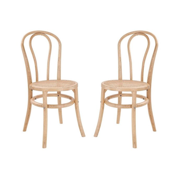 BUTLERS Stuhl WIENER MELANGE Stuhl 2er-Set 2-er Set Stuhl - aus Ulmenholz mit Rattansitzfläche - Sitzmöglichkeit Esszimmerstuhl
