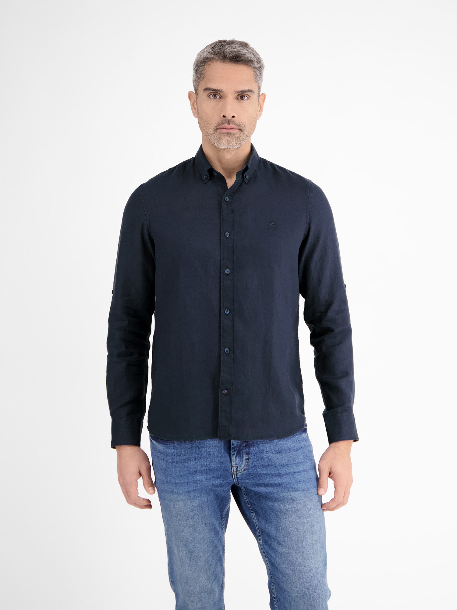 LERROS Langarmhemd "LERROS Herrenhemd in Leinen-Baumwoll-Blend" günstig online kaufen