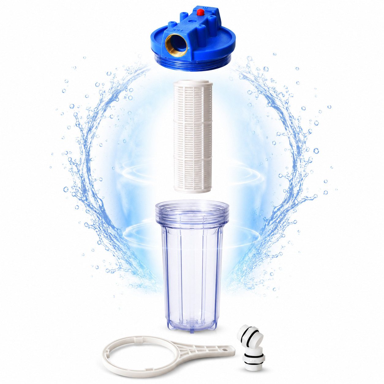 Onbest Wasserfilter WF-6055 1 Zoll 6000 l/h 5,5bar, inklusive Filterschlüssel, 10 x 31 cm