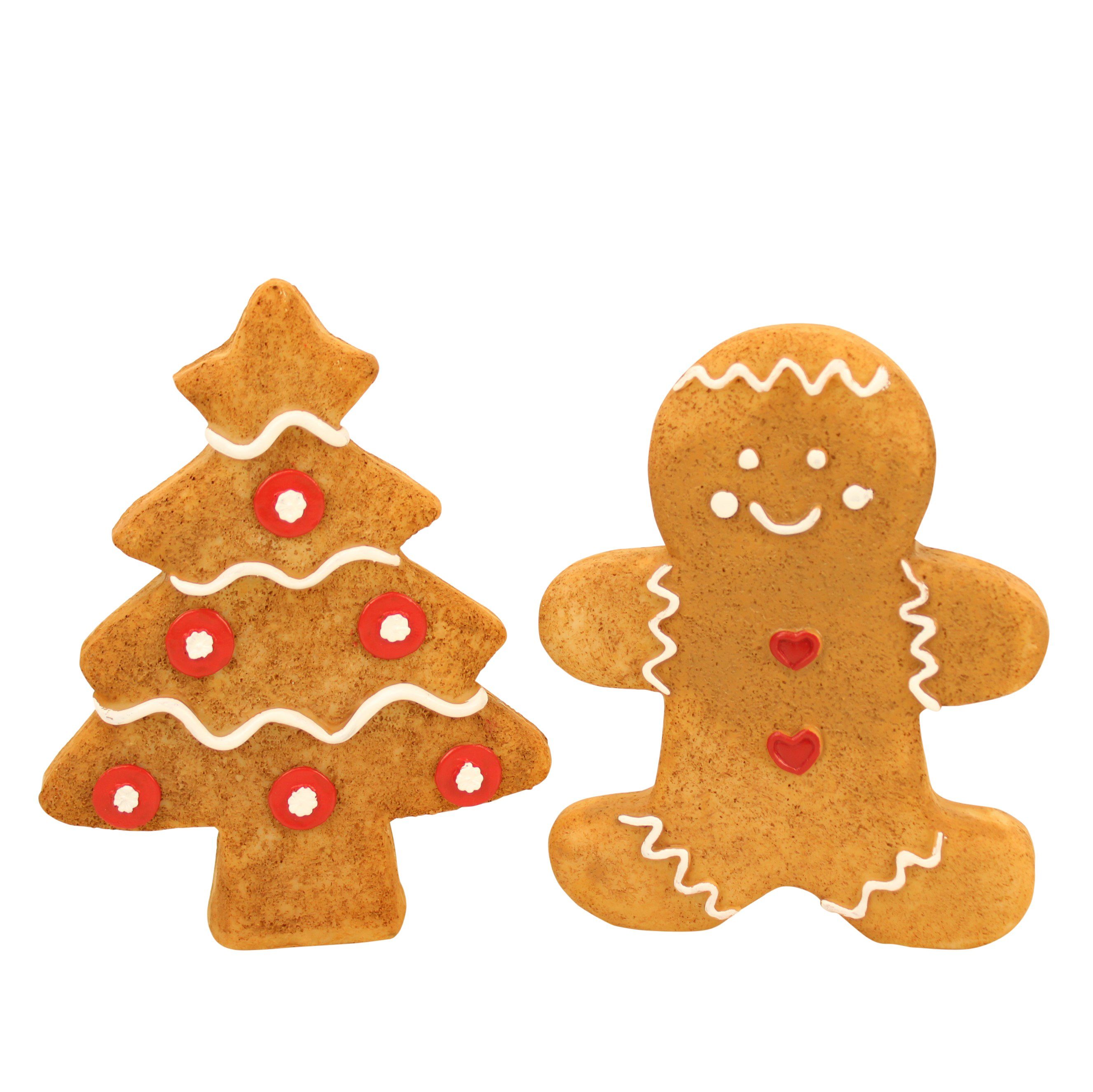 Online-Fuchs Weihnachtsfigur 2er Set Lebkuchenfigur und Tanne ( Weihnachtsdeko), Maße (HxBxT) Tannenbaum 15x11,5x2,6 cm und Figur 14x11x2