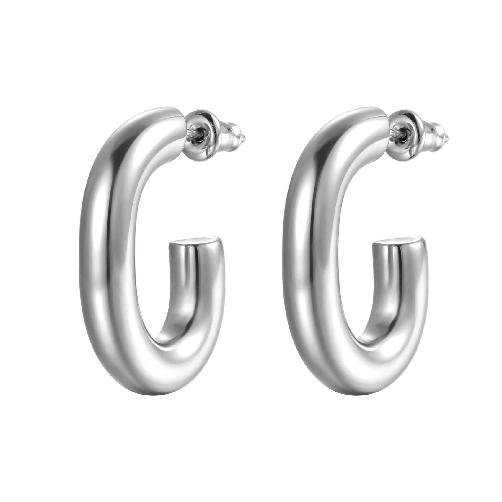 GLAMO Paar Ohrhänger Gold Hoop Earrings für Frauen, leichte Edelstahl 18K Echtvergoldung Silber