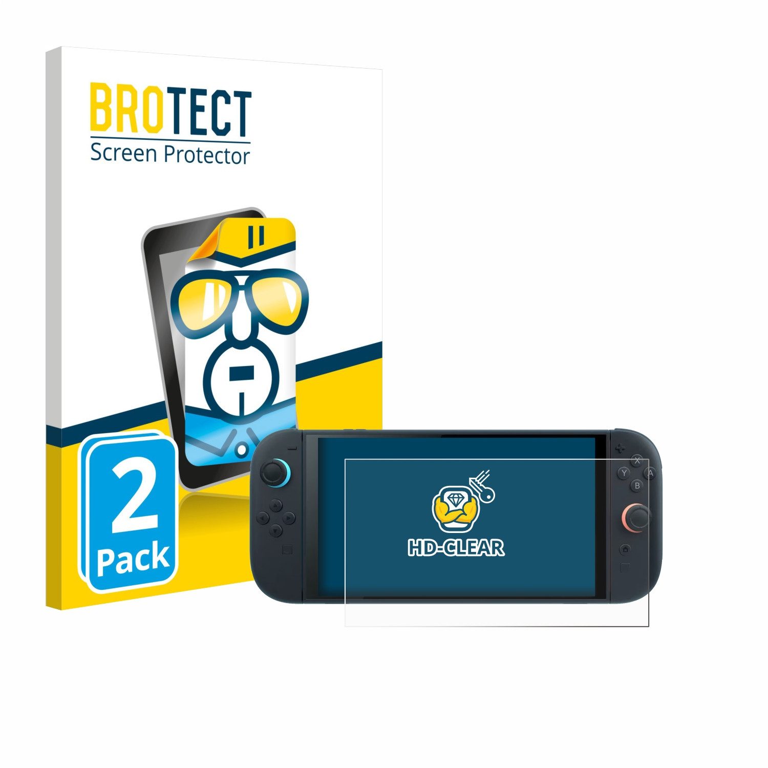 BROTECT Displayschutzfolie Schutzfolie für Nintendo Switch 2, 2 Stück, 2 Stück, Displayschutz Schutz Folie Klar Transparent