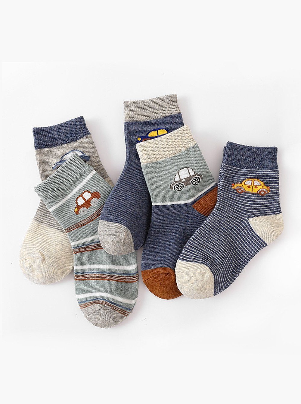 axy Langsocken axy Kinder Socken 5 Paar Multipack Jungen Mädchen Kindersocken (5er Pack) Geschenke Bunte Weich Kindersocken Autos Dinos