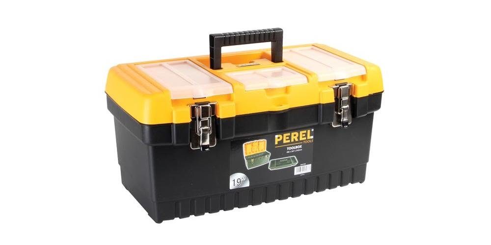 PEREL Werkzeugbox Werkzeugkasten mit Metallverschlüssen - 486 x 267 x 242 mm - 31,4 L