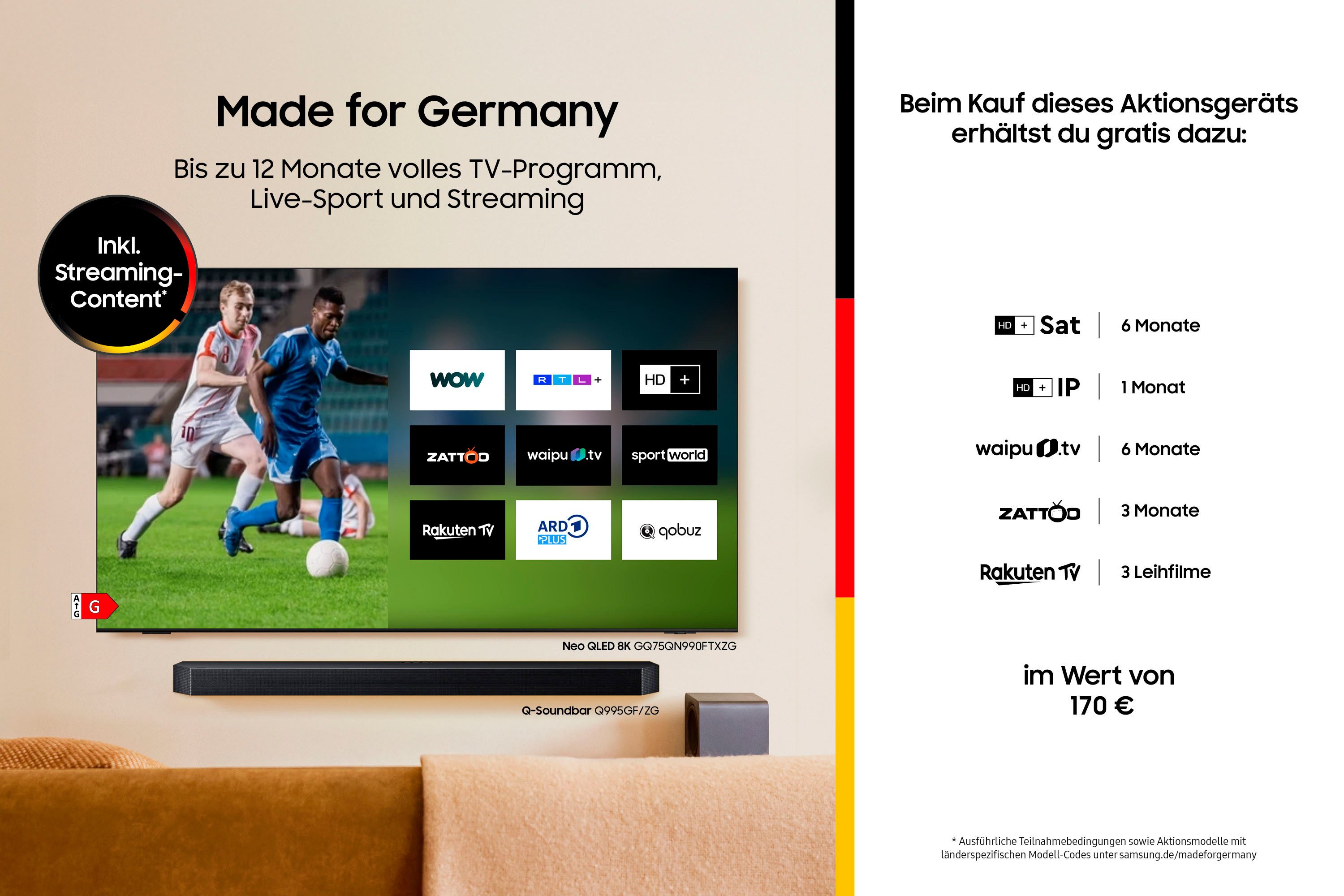 Samsung GU75U7099FU LED-Fernseher (189 cm/75 Zoll, 4K Ultra HD, Smart-TV, Crystal UHD, Q-Symphony, Dolby Surround Sound, Triple Tuner, Smart-Hub)