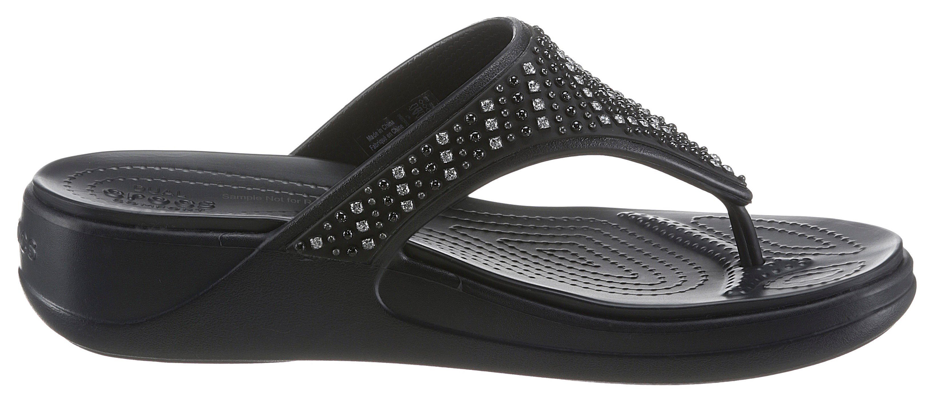 Schuhe Badeschuhe Crocs Monterey Shimmer Badesandale mit Keilabsatz