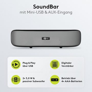 Goobay Soundbar Stereo Lautsprecher 2 Wege Lautsprecher Soundbar (Soundsystem mit passivem Subwoofer / Plug & Play)