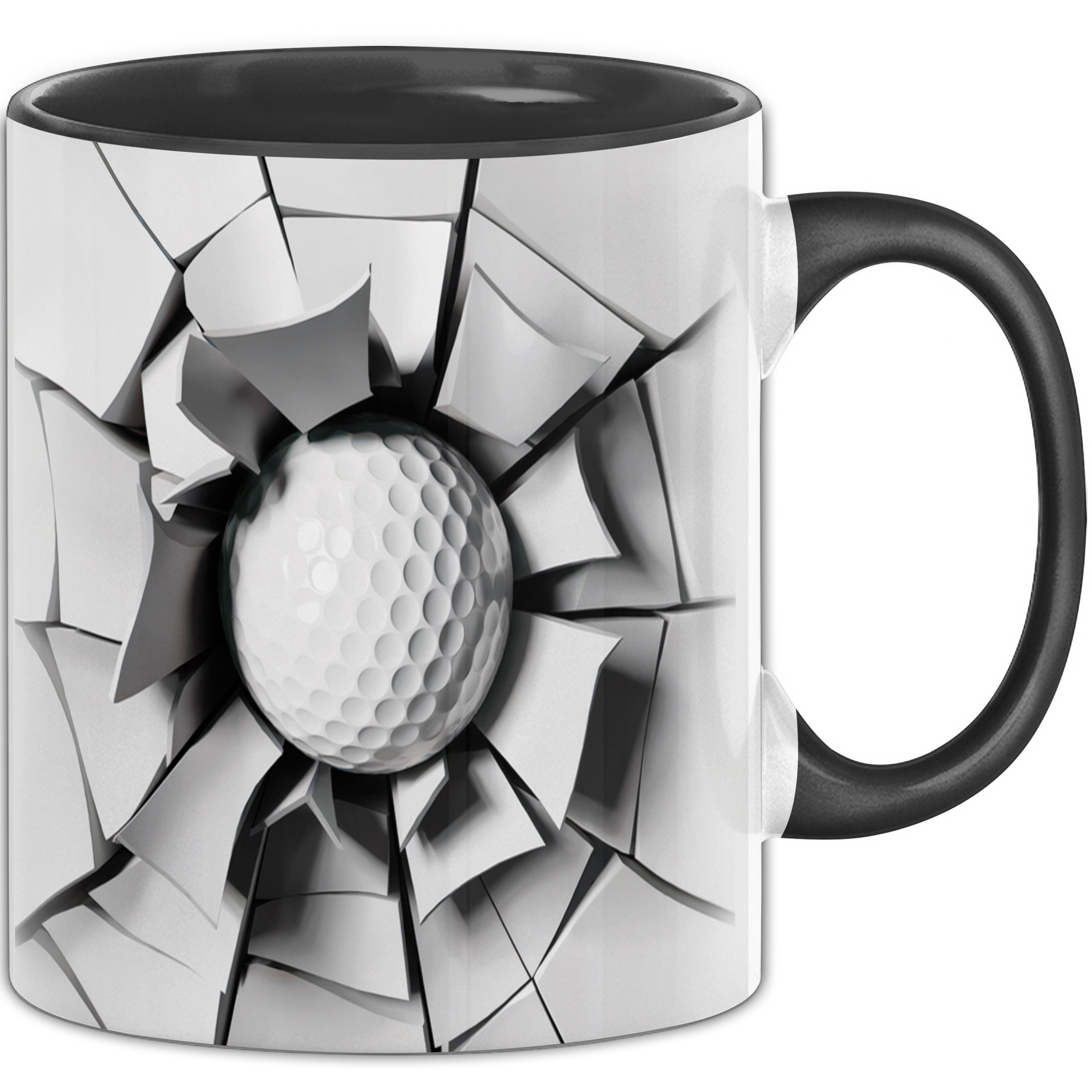 Trendation Tasse 3D Golfball Tasse Geschenk Golfball Durchbruch Wand Grafik Geschenki