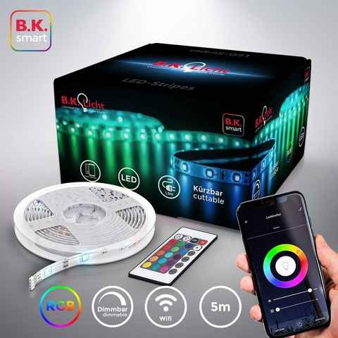 B.K.Licht Schrankleuchte Smart LED Strip 5M Fernbedienung - BKL1243, LED fest integriert, WiFi LED Band App Sprachsteuerung Selbstklebend 2,4 GHz