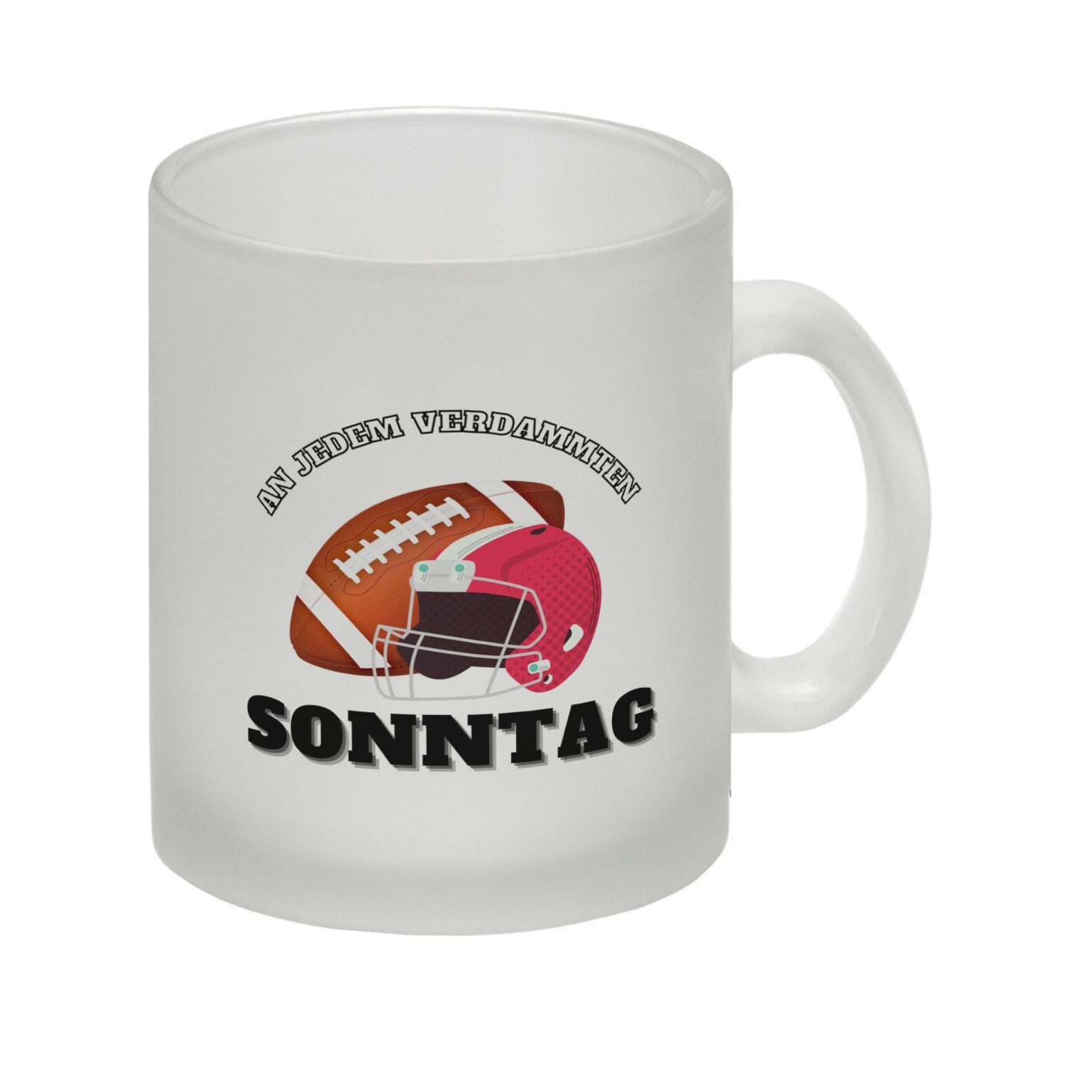 speecheese Tasse American Football Glas Tasse mit Spruch An jedem verdammten Sonntag