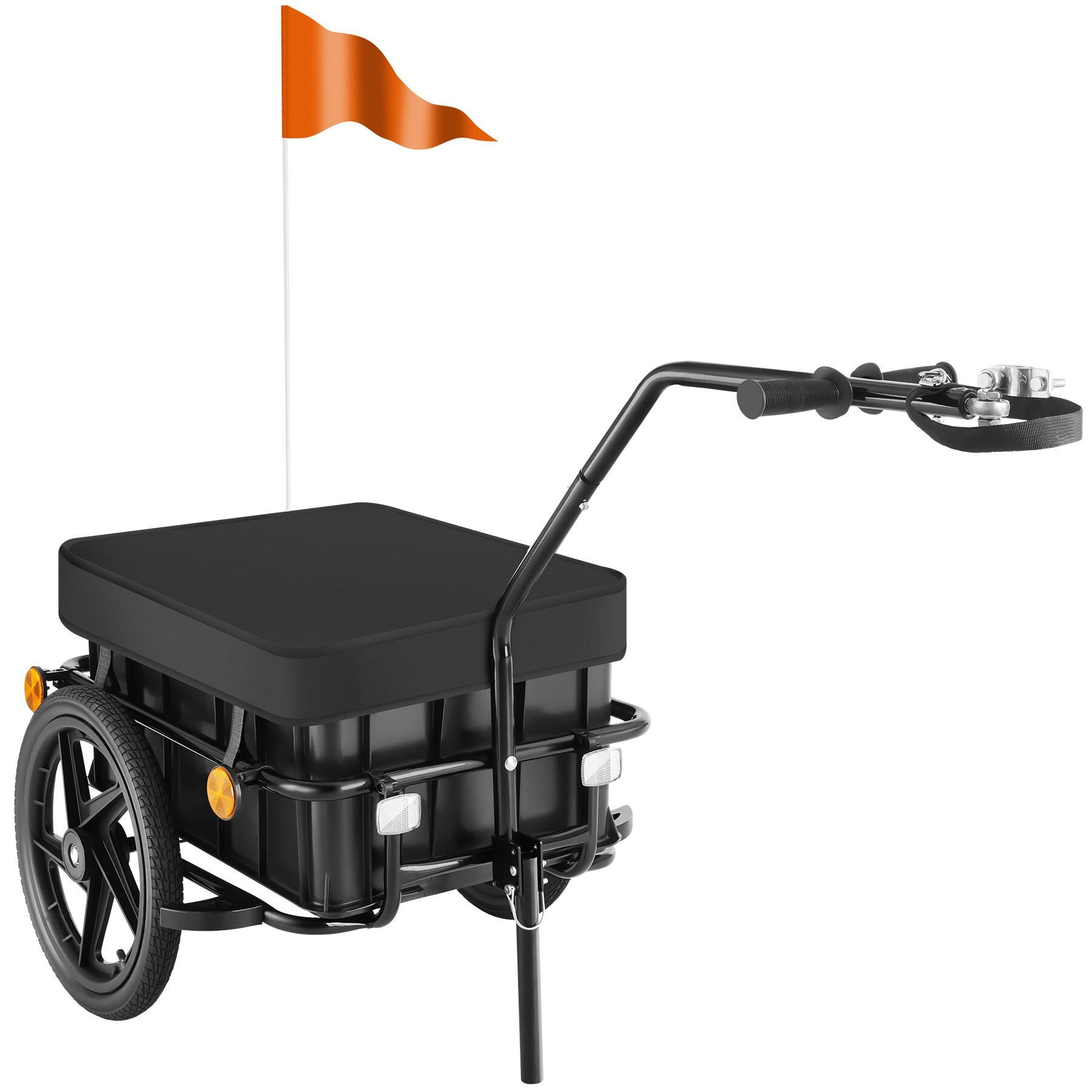 tectake Fahrradlastenanhänger Fahrradanhänger, luftgefüllte Profilreifen, Belastbarkeit 50 kg, Regenplane aus 600D Oxford-Gewebe, inkl. Reflektoren und Warnfahne