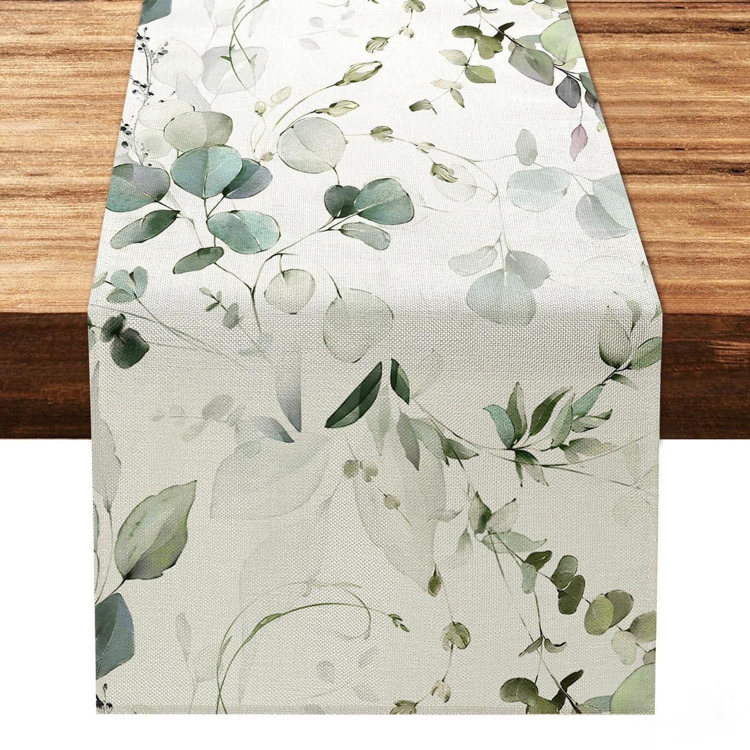 LuxusKollektion Tischläufer Tischläufer Grün Eukalyptus 32x180 (1-tlg)