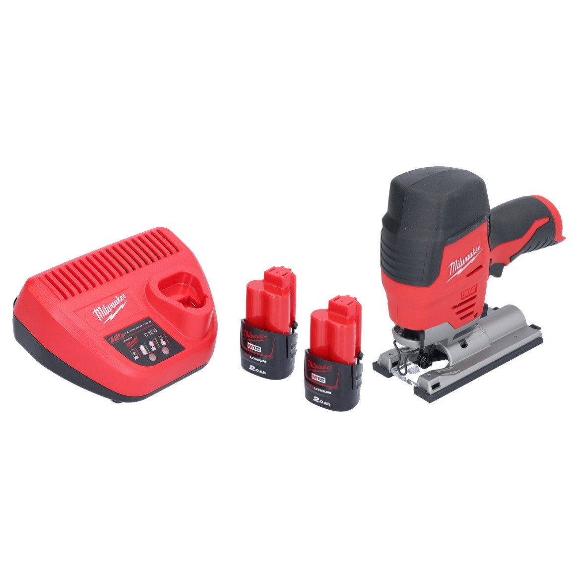 Milwaukee Akku-Stichsäge M12 JS-202 Akku Stichsäge 12 V + 2x Akku 2,0 Ah + Ladegerät
