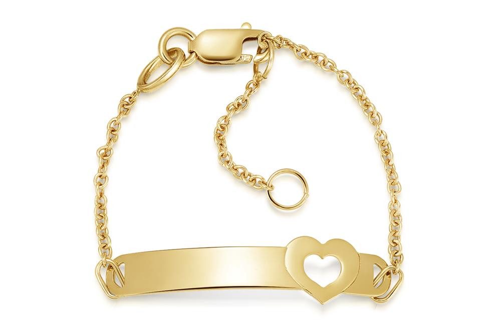 Silberkettenstore Silberarmband Kinder-ID-Armband Heart - 375 Gelbgold