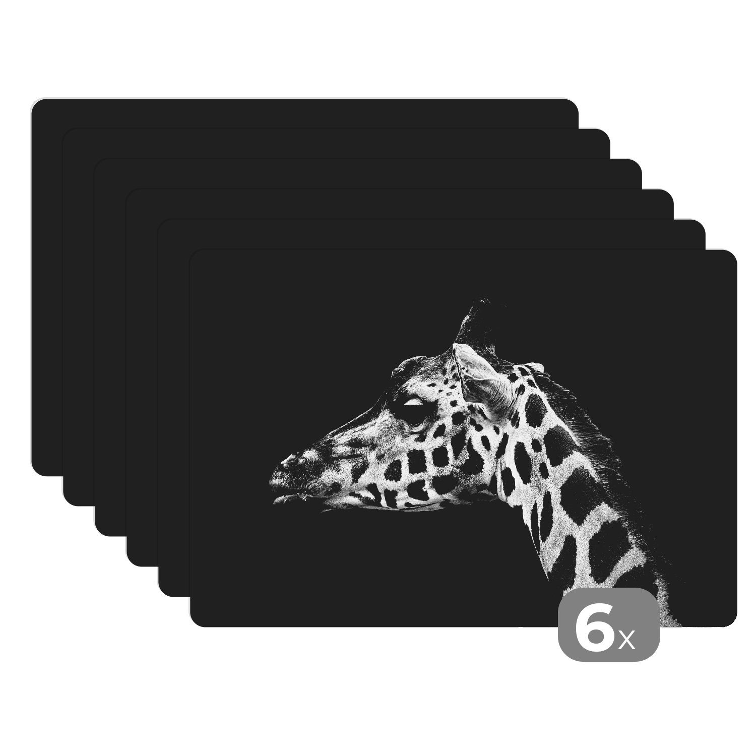 Platzset Tiere - Giraffe - Schwarz - Weiß