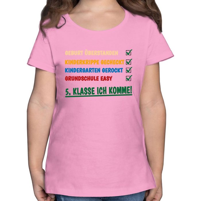 Shirtracer T-Shirt Grundschule überstanden - 5. Klasse ich komme! Einschulung Mädchen