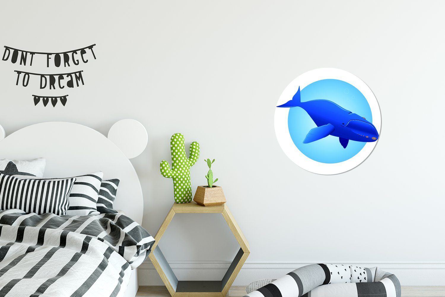 (1 Illustration Wohnzimmer Hintergrund Wandsticker St), Rund, Kinderzimmer, Tapetenaufkleber, für Tapetenkreis blauem Blauwals eines vor Eine MuchoWow