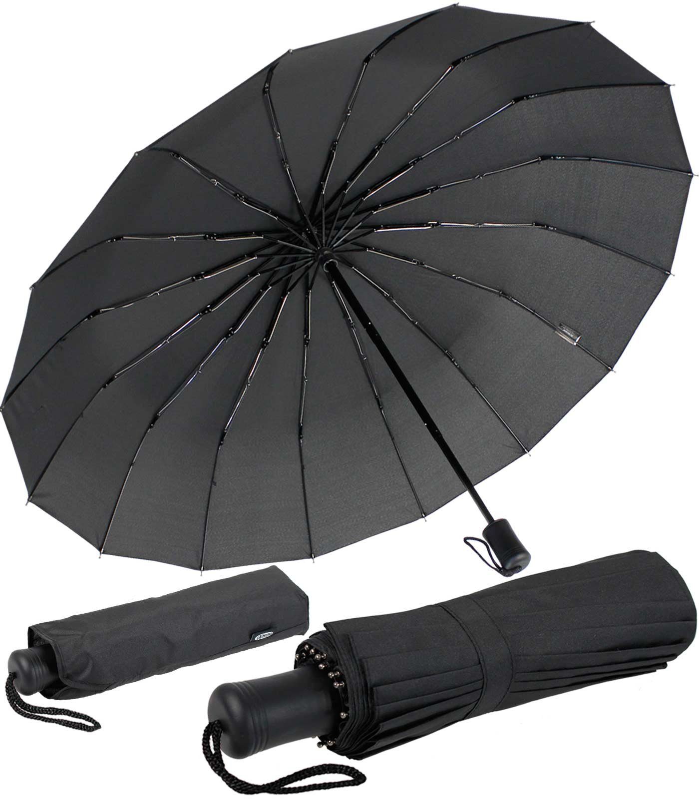 iX-brella Taschenregenschirm Mini mit 16 Streben extra stabil und farbenfroh, farbenfroh schwarz