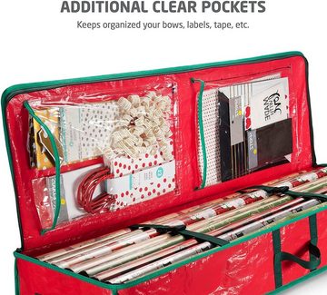 SOTOR Taschenorganizer (Weihnachtsgeschenkpapier-Aufbewahrungsbehälter mit mehreren Innentaschen, 40-Zoll-Geschenkpapier-Organisationsbehälter für Geschenkpapier, Schleifen, Bänder, Unterbettaufbewahrung, passend für 18-24 Standardrollen, 1-tlg)