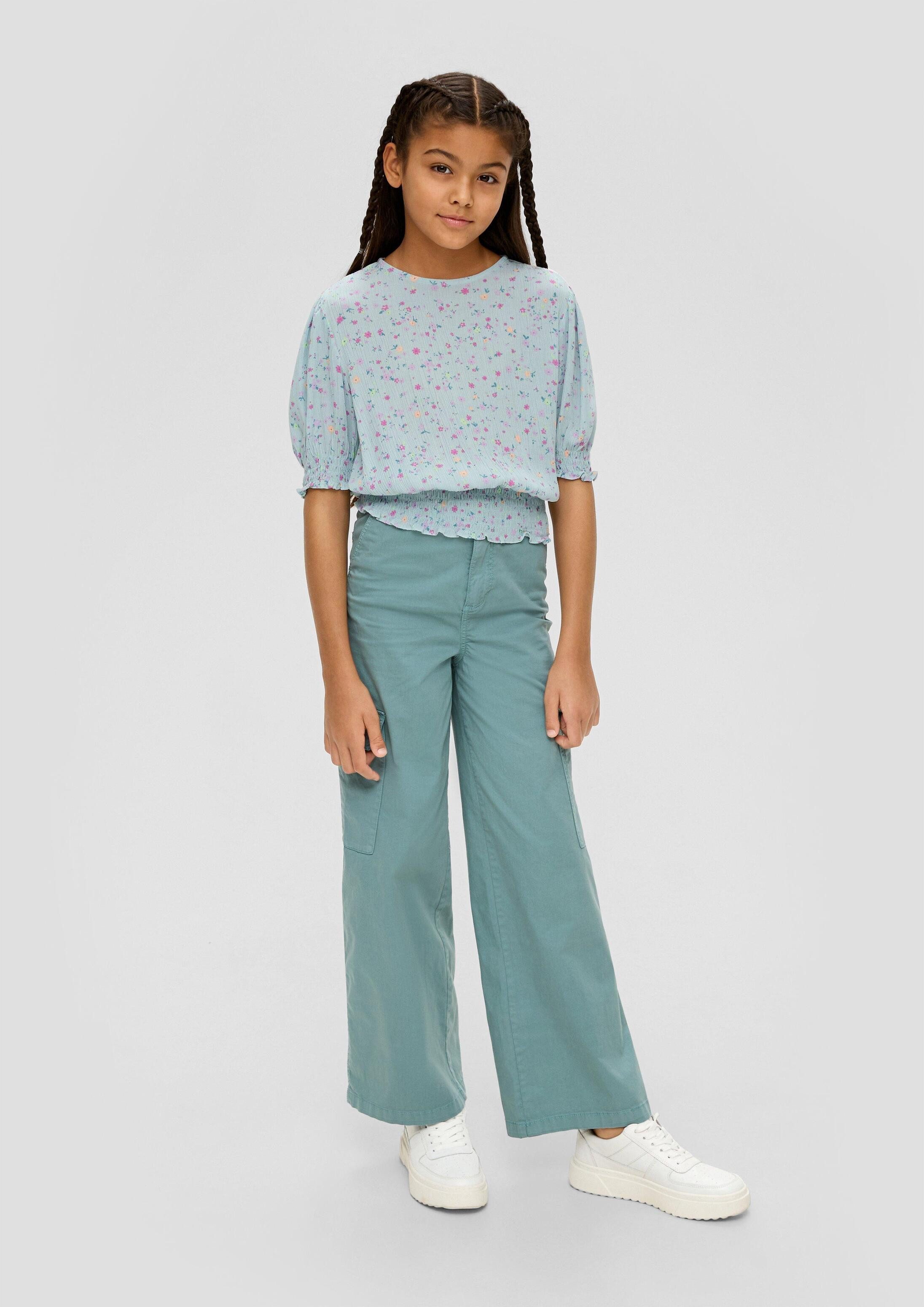 s.Oliver Kurzarmbluse Bluse Bluse mit Smok-Detail