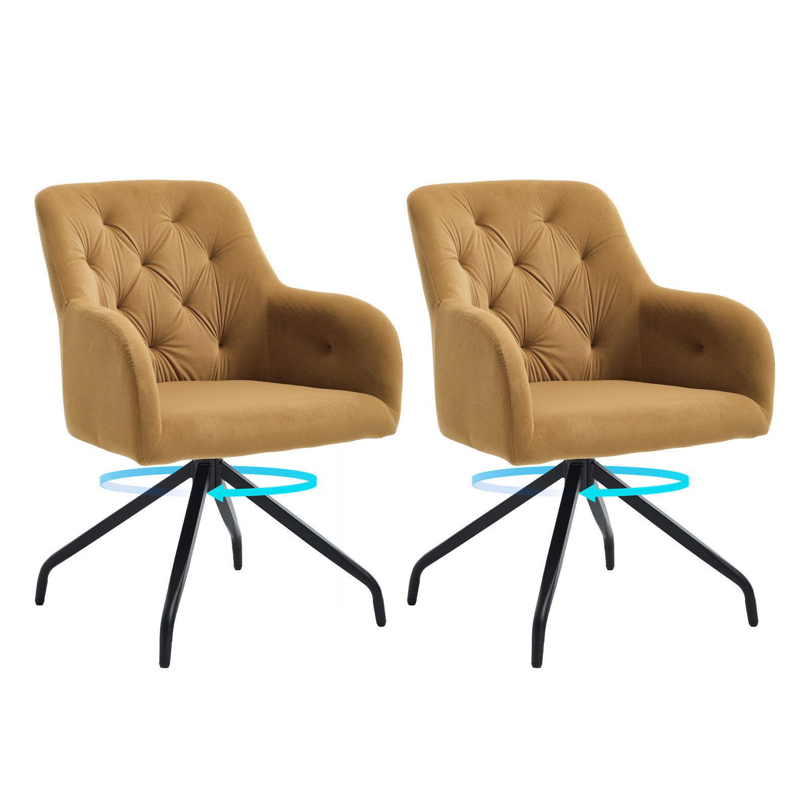 Happy Home Esszimmerstuhl 360° drehbarer Samt-Esszimmerstuhl, X-Gestell - S günstig online kaufen